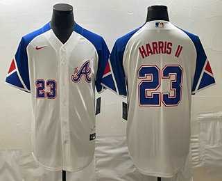 Mens Atlanta Braves #23 Michael Harris II Number White 2023 City Connect Cool Base Stitched Jersey->atlanta braves->MLB Jersey